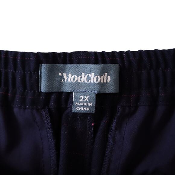 Modcloth Checking On It Trouser Pants Plaid Navy Pink Women's Plus Size 2X - Picture 12 of 15